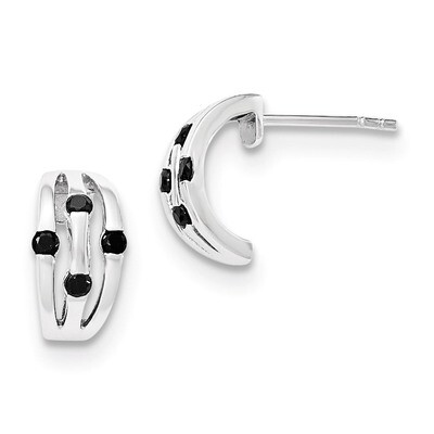 Black CZ Post Earrings Sterling Silver QE12244