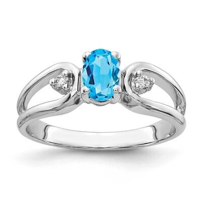 6x4mm Oval Blue Topaz Checker Aa Diamond Ring 14k White Gold Y2082BC/AA, MPN: Y2082BT_AA, 883957706…