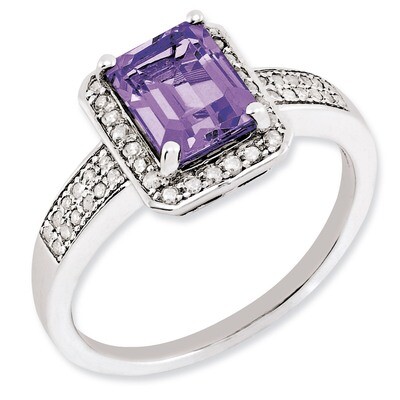 Amethyst &amp; Diamond Ring Sterling Silver QR3055AM, MPN: QR3055AM, 883957635316
