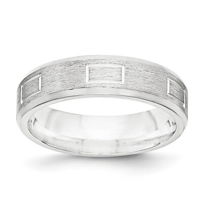 6mm Brushed Fancy Band Sterling Silver QWB124B Engravable, MPN: QWB124B, 886774335513