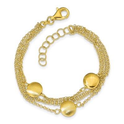 Leslie&#39;s Polished &amp; Scratch Finish with 1.25 inch Extender 7.25 Inch Bracelet Sterling Silver Gold-…