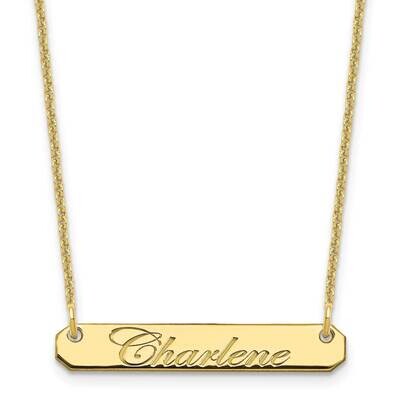 Polished Edwardian Script Bar Necklace 10k Gold Small 10XNA1215Y, MPN: 10XNA1215Y, 196904159002