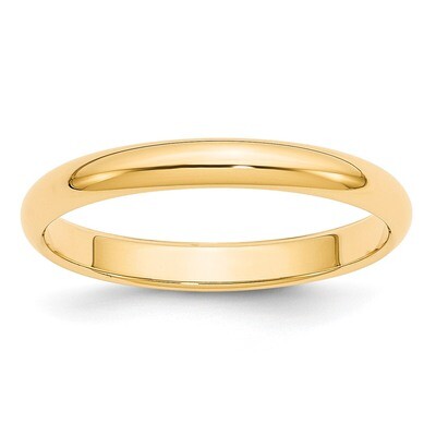 3mm Half-Round Wedding Band 14k Gold HR030 Engravable, MPN: HR030, 886774482835