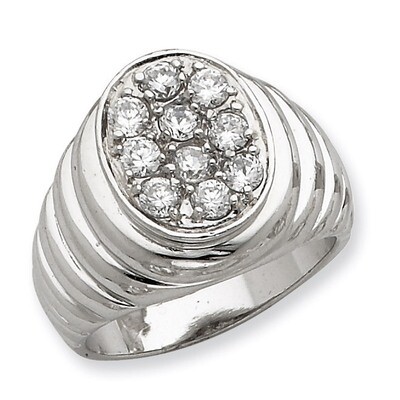 Men&#39;s Synthetic Diamond Ring Sterling Silver QR2438-10, MPN: QR2438-10, 883957249520