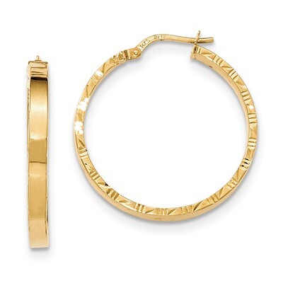 Edge Polished Hoop Earrings 14k Gold Diamond-cut TF812, MPN: TF812, 886774562506