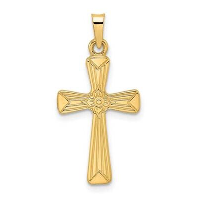 Solid Floral Center Cross Pendant 14k Gold Polished XR1984, MPN: XR1984, 196904094549