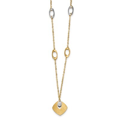 Leslie&#39;s Textured with 1 inch Extender Necklace 17 Inch 14k Two-tone Gold Polished HB-LF967-17, MPN…
