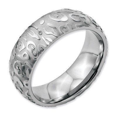 Brushed &amp; Polished Textured 8mm Band - Stainless Steel SR61 by Chisel, MPN: SR61, 886774033020