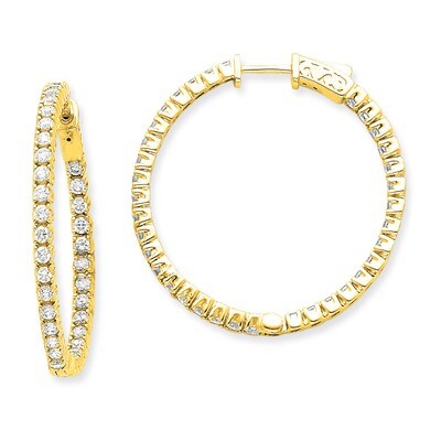 Diamond Round Hoop with Safety Clasp Earrings 14k Gold XE1989AA, MPN: XE1989AA, 191101380877
