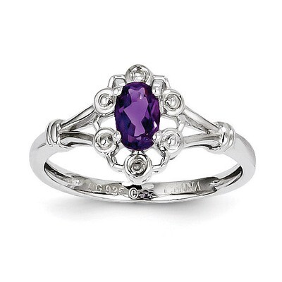 Amethyst &amp; Diamond February Ring Sterling Silver QBR22FEB, MPN: QBR22FEB, 883957458397