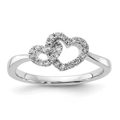 Sterling Silver Diamond Double Heart Ring RLD4028-SSS45-7