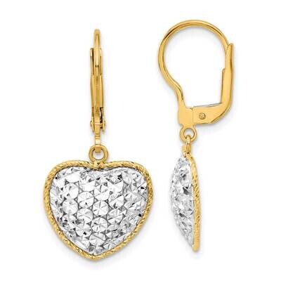 14K Two-Tone Diamond-cut Heart Dangle Earrings CMEI18135
