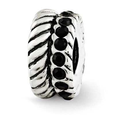 Black Swarovski Elements &amp; Textured Bead - Sterling Silver QRS2684, MPN: QRS2684, 886774983066