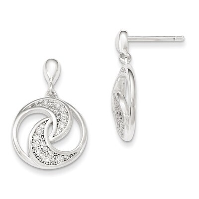 CZ Dangle Post Earrings Sterling Silver QE12330