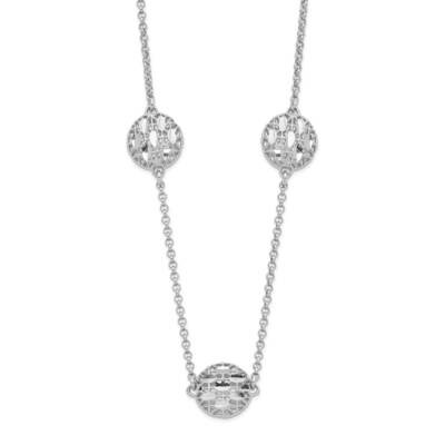 Diamond-Cut Mesh Bead with 2In. Ext. Necklace Sterling Silver Rhodium-Plated QG5381-16, MPN: QG5381…