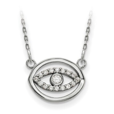 Small Diamond Gold Halo Evil Eye Necklace 14k White Gold XP5038WA, MPN: XP5038WA, 191101887406