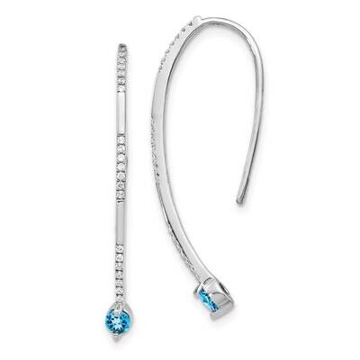 Blue Topaz Earrings 14k White Gold Diamond EM4314-BT-016-WA, MPN: EM4314-BT-016-WA, 191101838316