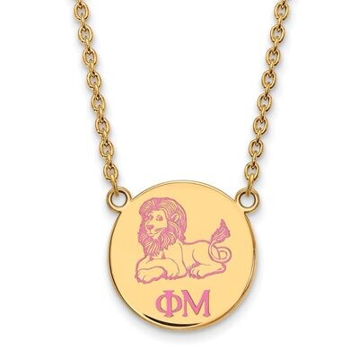 Phi Mu Small Enameled Pendant with 18 Inch Chain Gold-plated Silver GP045PHM-18, MPN: GP045PHM-18, …
