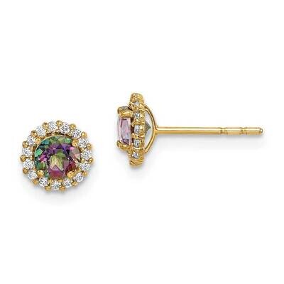 Mystic &amp; Clear Post Earrings 14k Gold CZ Diamond SE2860 by Madi K, MPN: SE2860, 191101901812