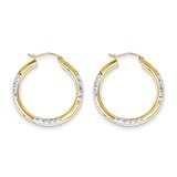 Diamond Cut 3mm Hoop Earrings 10K Gold &amp; Rhodium 10TC356, MPN: 10TC356, 883957477862