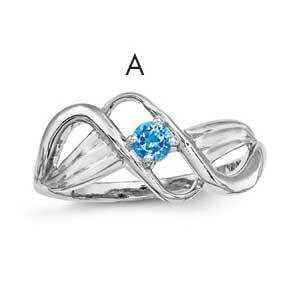 Synthetic 1 Stone Mother&#39;s Ring Sterling Silver Rhodium-plated XMR12/1SS-10, MPN: XMR12_1W--6, 8839…