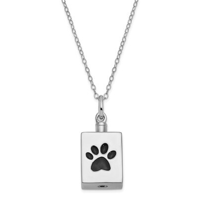 Black Paw Ash Holder 18 Inch Necklace Sterling Silver Antiqued QSX688, MPN: QSX688, 883957225500