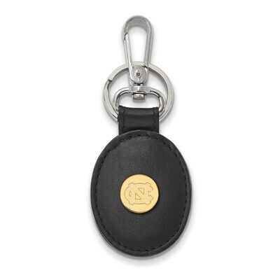 University of North Carolina Black Leather Oval Key Chain Gold-plated Silver GP012UNC-K1, MPN: GP01…