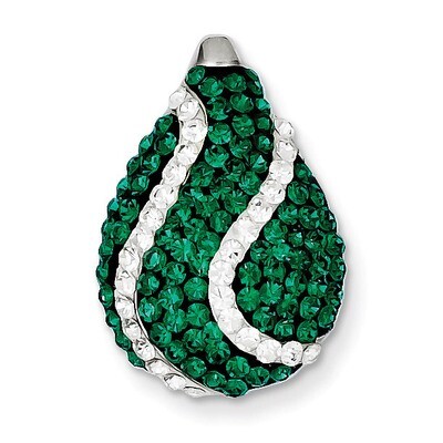 Sterling Silver Green &amp; White Stellux Crystal Slide QP2509