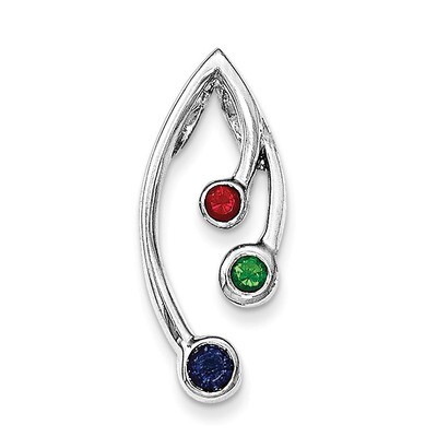 Polished Red,Green,Blue CZ Slide Sterling Silver QP4301