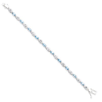 Blue Topaz &amp; Diamond Bracelet Sterling Silver QX151BT, MPN: QX151BT, 815479015246
