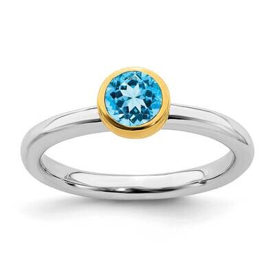 Blue Topaz Ring Sterling Silver Gold-plated QSK1886, MPN: QSK1886, 191101718021