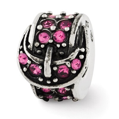Pink Swarovski Elements Buckle Bead - Sterling Silver QRS2896, MPN: QRS2896, 883957408859