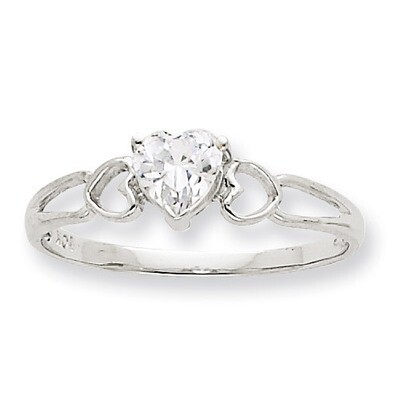 Polished Geniune White Topaz Birthstone Ring 10k White Gold 10XBR169, MPN: 10XBR169, 191101091315