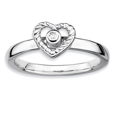 Heart Diamond Ring - Sterling Silver QSK345, MPN: QSK345, 886774000299
