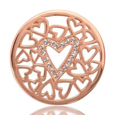 Nikki Lissoni Surrounded By Hearts Rose Gold Plated 33mm Coin C1020RGM, MPN: C1020RGM, 8718627460610