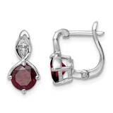 2.49T.W. Garnet White Topaz Hinged Earrings Sterling Silver Rhodium-Plated QE16642GA, MPN: QE16642G…