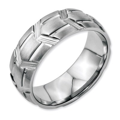 Grooved 8mm Brushed &amp; Polished Band - Stainless Steel SR54 by Chisel, MPN: SR54, 886774032054