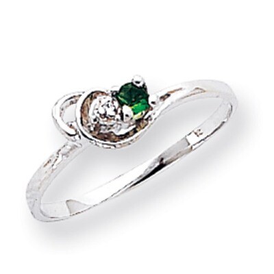 Polished .004ct. Diamond &amp; 3mm Round Gemstone Ring Mounting 14k White Gold X9739, MPN: X9739,