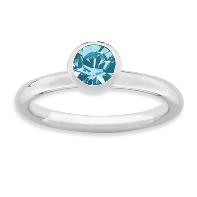 High 5mm March Swarovski Ring - Sterling Silver QSK963, MPN: QSK963, 886774186429