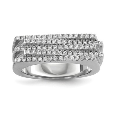 CZ Diamond Ring Sterling Silver Rhodium-plated QR6616, MPN: QR6616, 883957929224