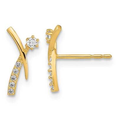 Fancy CZ Diamond Post Earrings 14k Gold Polished YE1988, MPN: YE1988, 191101799112