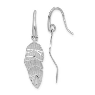 Polished Leaf Dangle Earrings Sterling Silver Rhodium-plated QE14234, MPN: QE14234, 886774106014