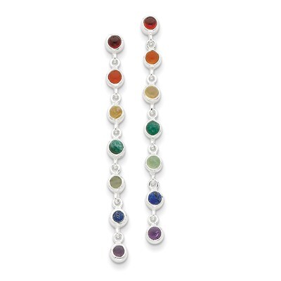 Multicolor Quartz Dangle Post Earrings Sterling Silver QE7312, MPN: QE7312, 883957561622
