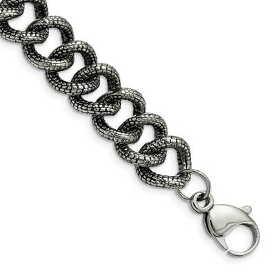 Antiqued &amp; Textured Links 8.5 Inch Bracelet 8.5 Inch Stainless Steel SRB1105-8.5 by Chisel, MPN: SR…