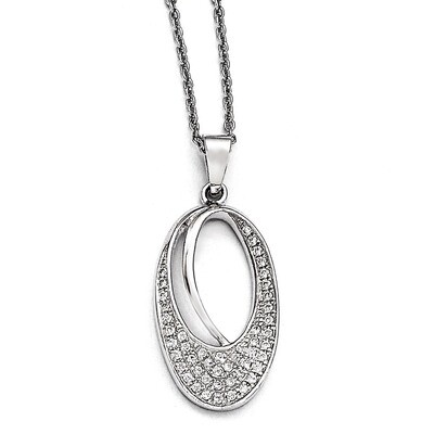 Oval Necklace Sterling Silver &amp; Cubic Zirconia Polished QMP191-18, MPN: QMP191-18, 883957547657
