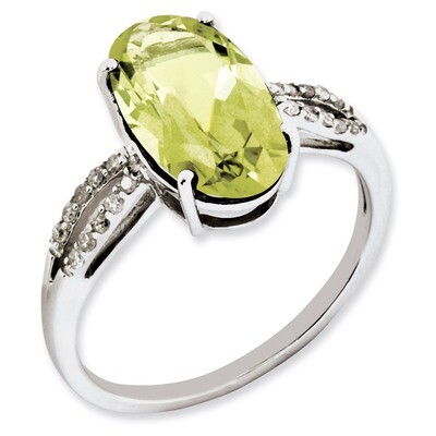 Oval Diamond &amp; Lemon Quartz Ring Sterling Silver QR3078LQ, MPN: QR3078LQ, 883957403755