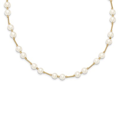 18 Inch Bead and 6-7mm White Fresh Water Cultured Pearl Necklace 14k Gold XF557-18, MPN: XF557-18, …