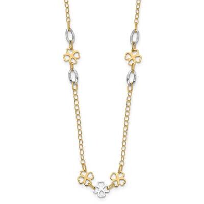Diamond-Cut Polished Flower Necklace 14k Two-Tone Gold SF2947-17, MPN: SF2947-17, 883957932965