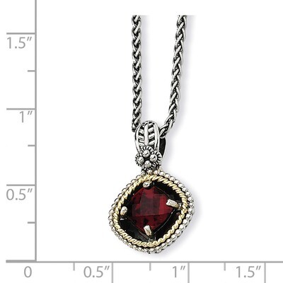 Garnet 18 Inch Necklace Sterling Silver &amp; 14k Gold QTC360, MPN: QTC360, 883957316079