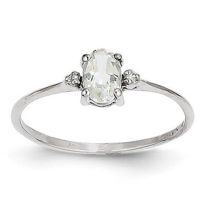 Diamond &amp; White Topaz Birthstone Ring 14k White Gold XBR217, MPN: XBR217, 883957413563